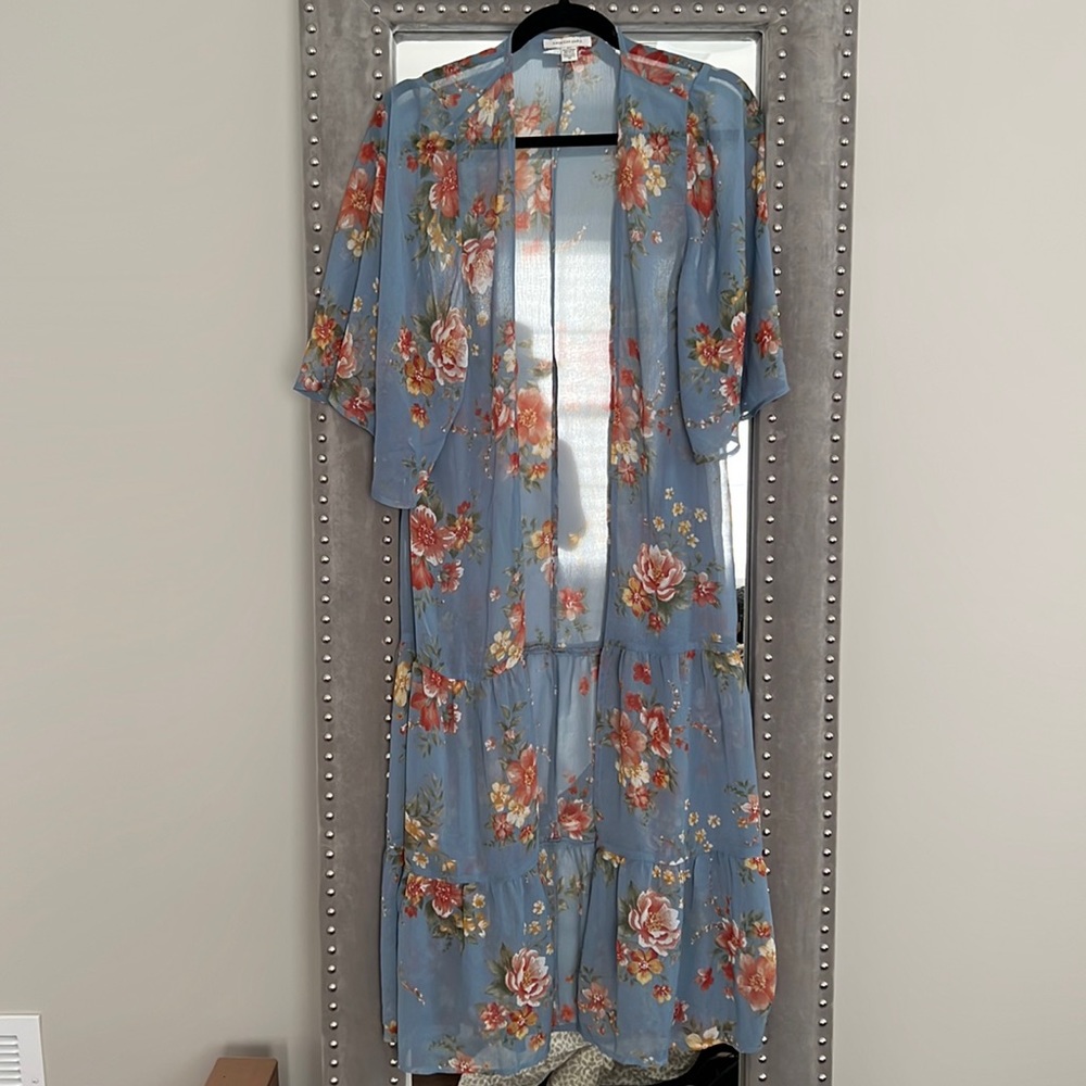 American Eagle Floral Duster with tie waist